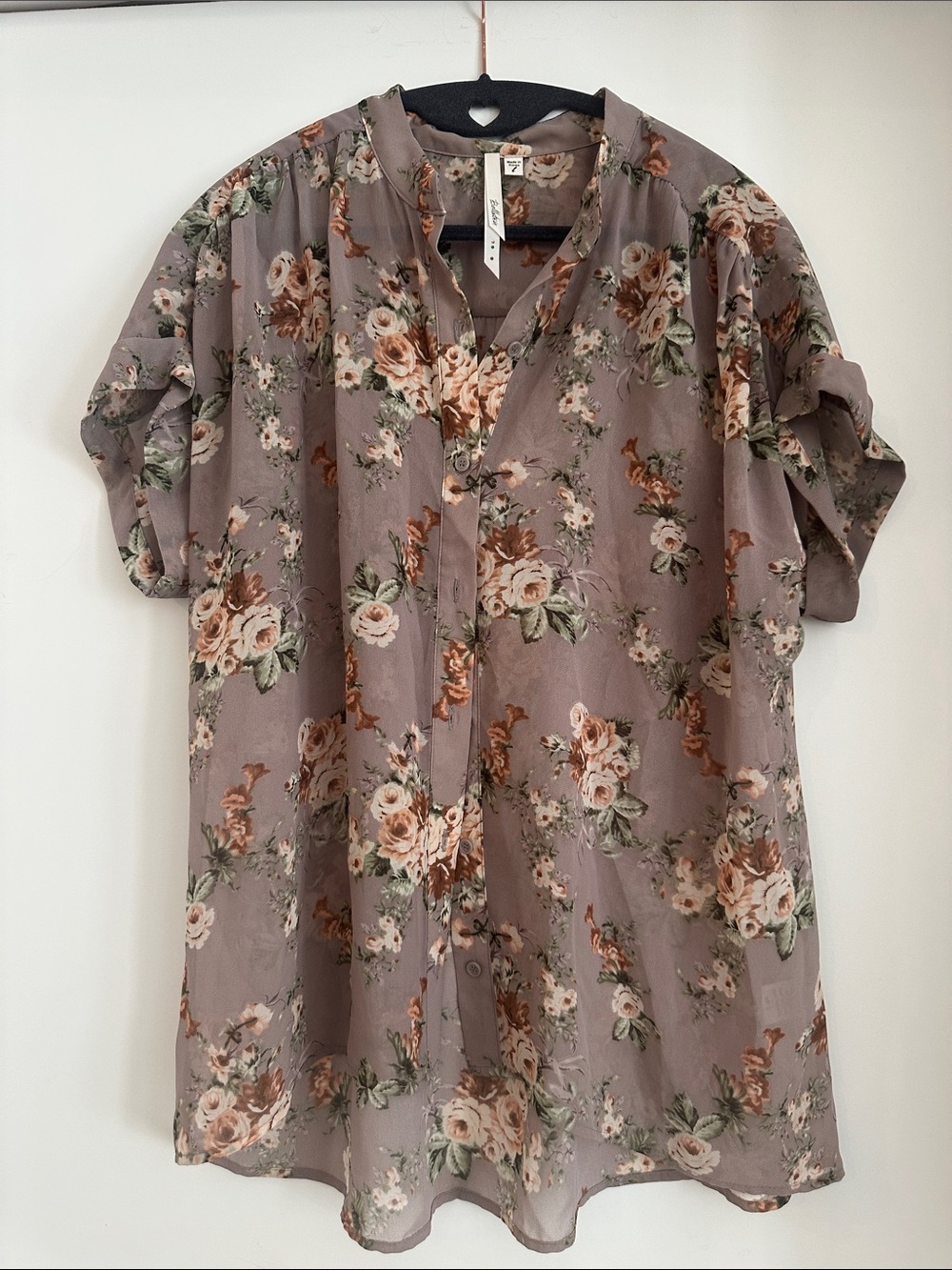 Bellatrix Dusty Mauve Floral Button-Down Blouse